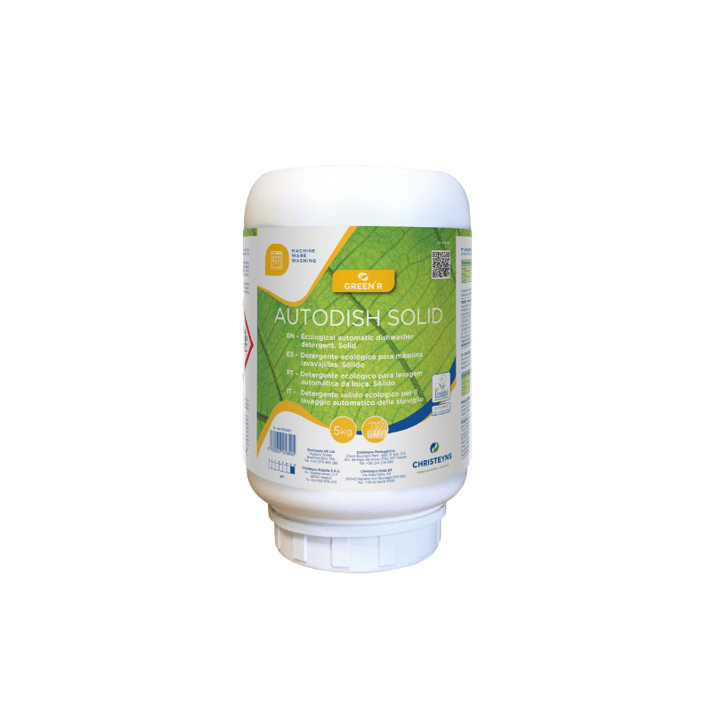 GREEN'R Autodish Solid. GREEN'R Autodish Solid es un detergente alcalino compacto altamente concentrado con alto poder desengrasante.